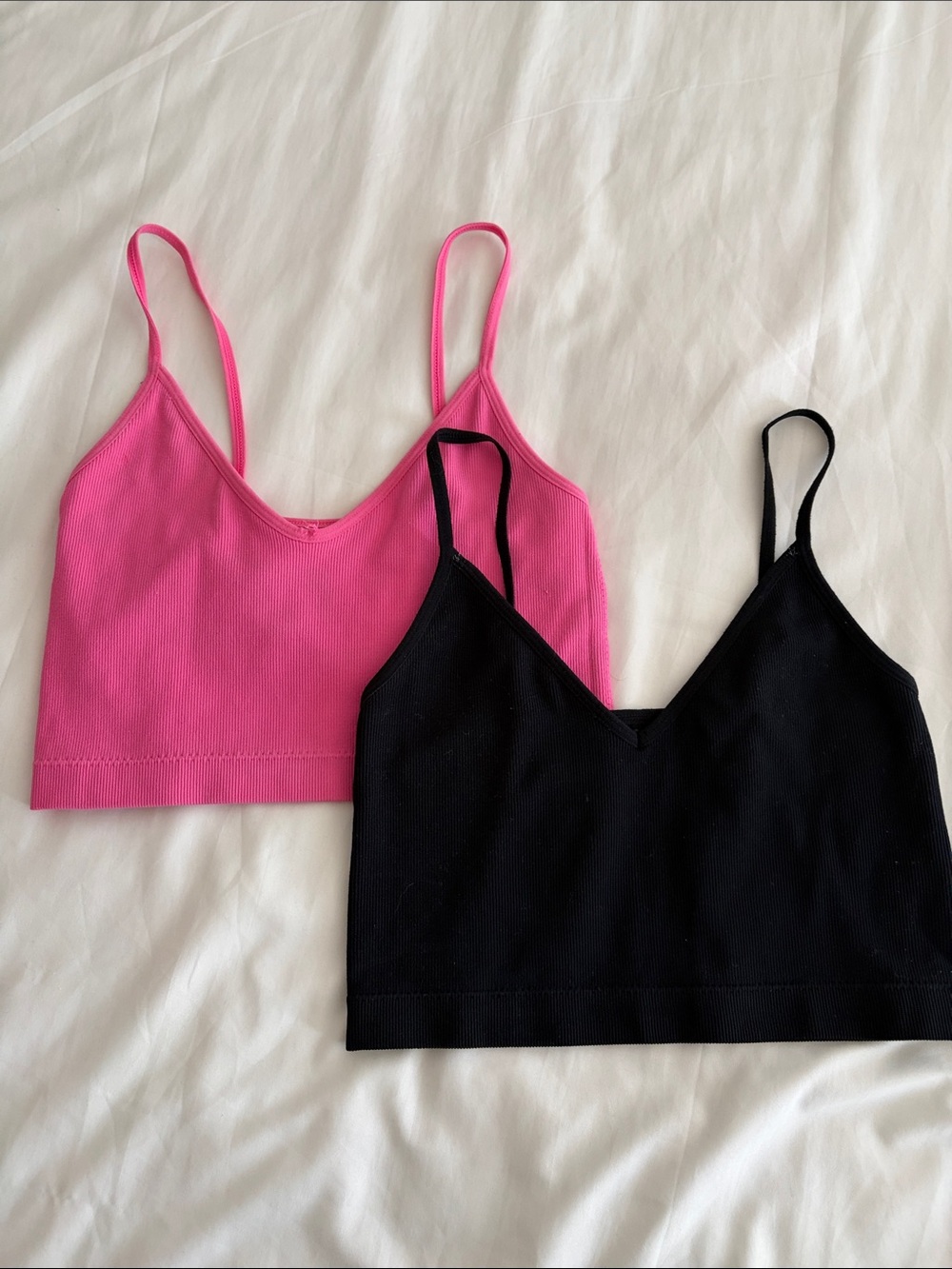 Garage Pink and Black Ribbed Camisole Duo